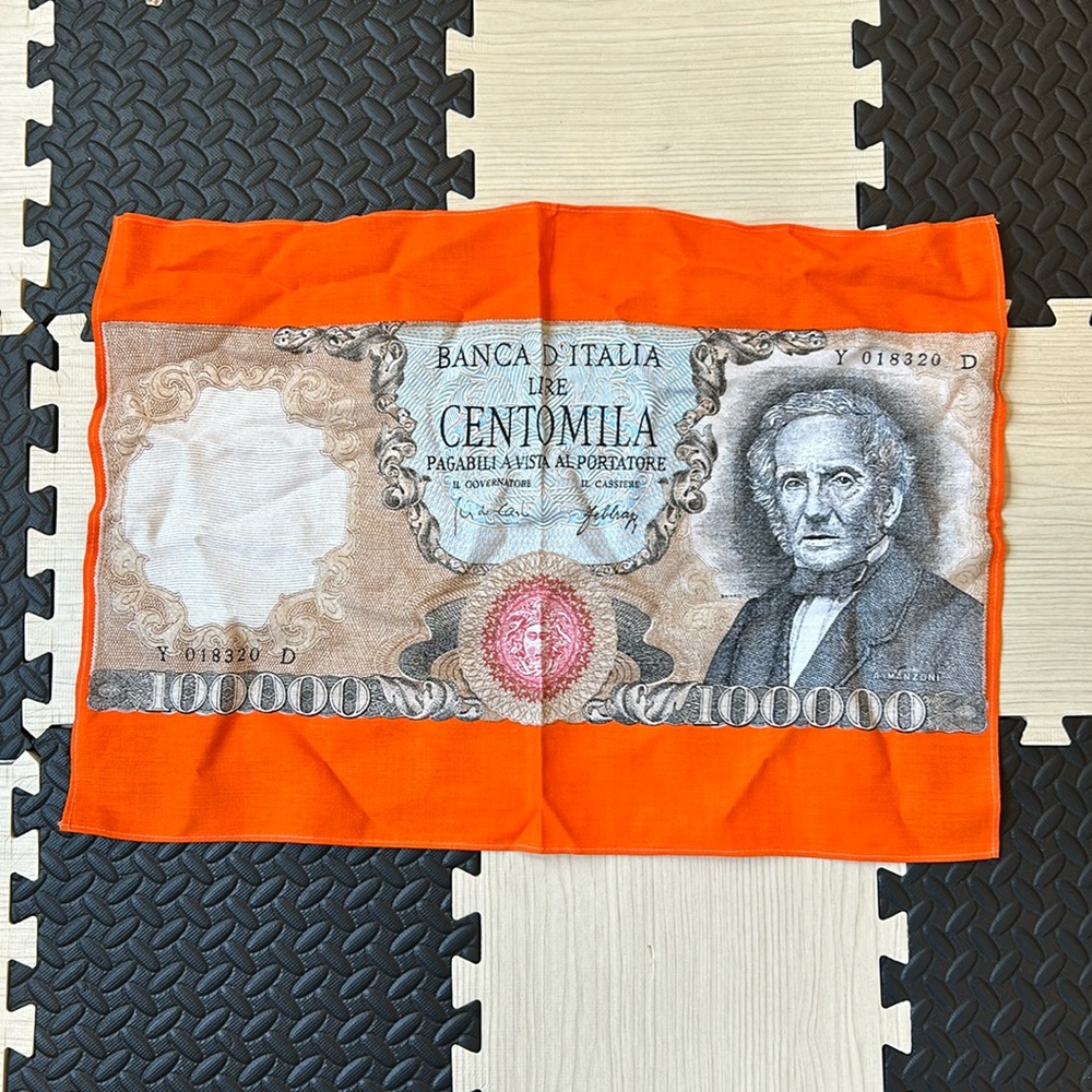Vintage tea towel banca D italia lire centomila